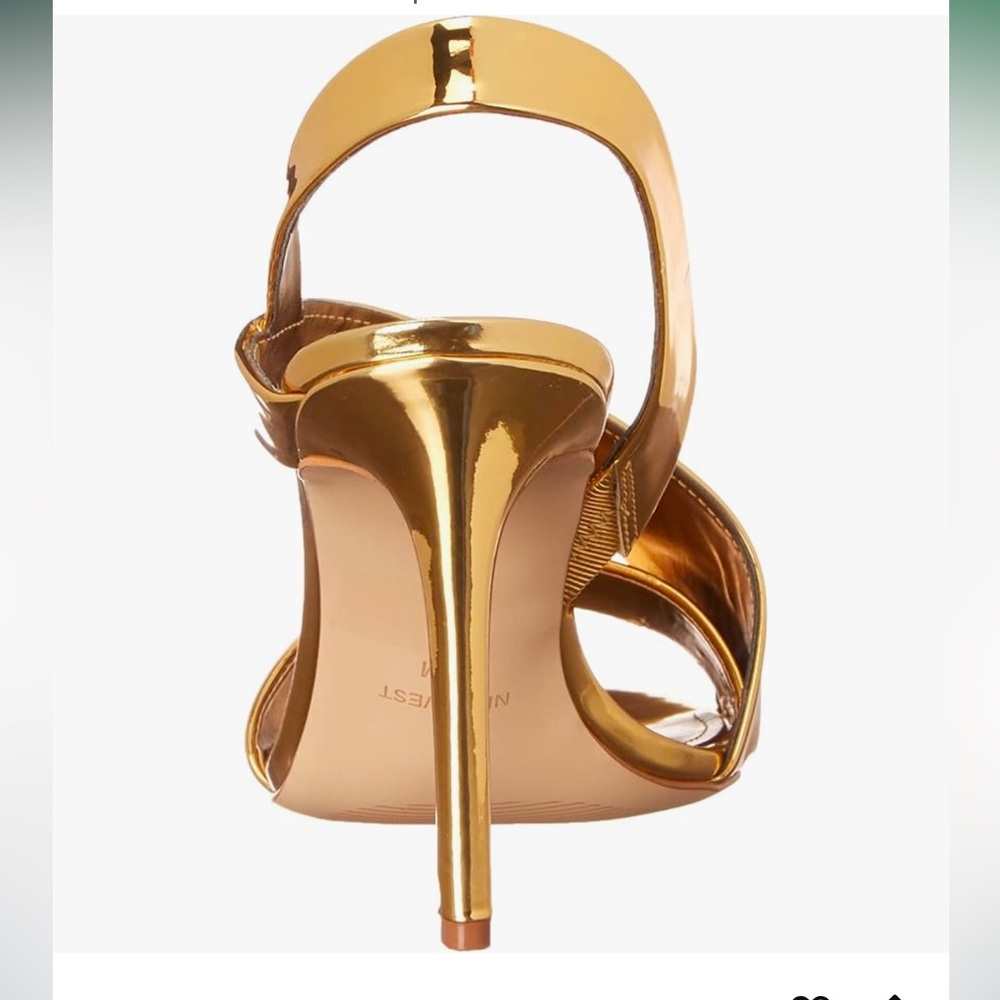 Nine West Golden Itzel dress mirrored sandals size 8 No Box - Picture 5 of 15